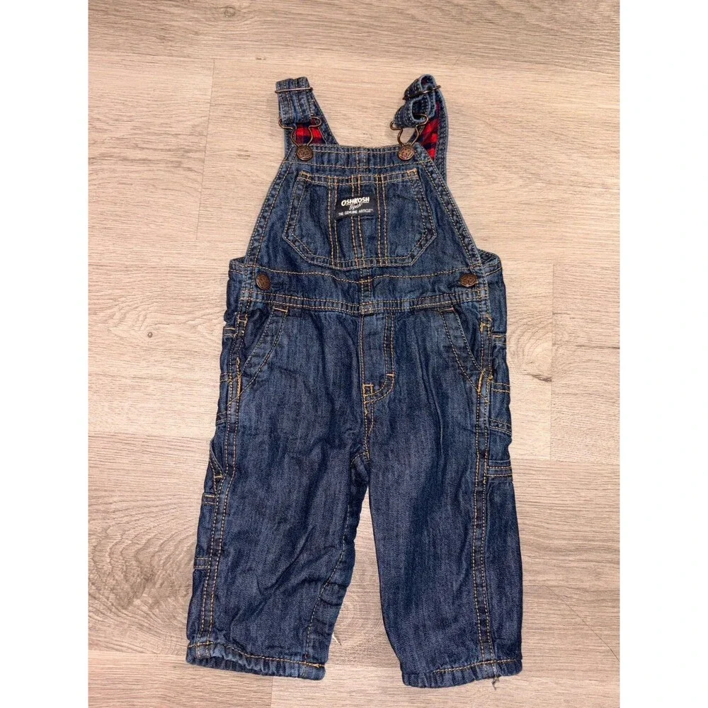 OskKosh flannel lined Overalls Baby Boys or Girls Unisex 6 months